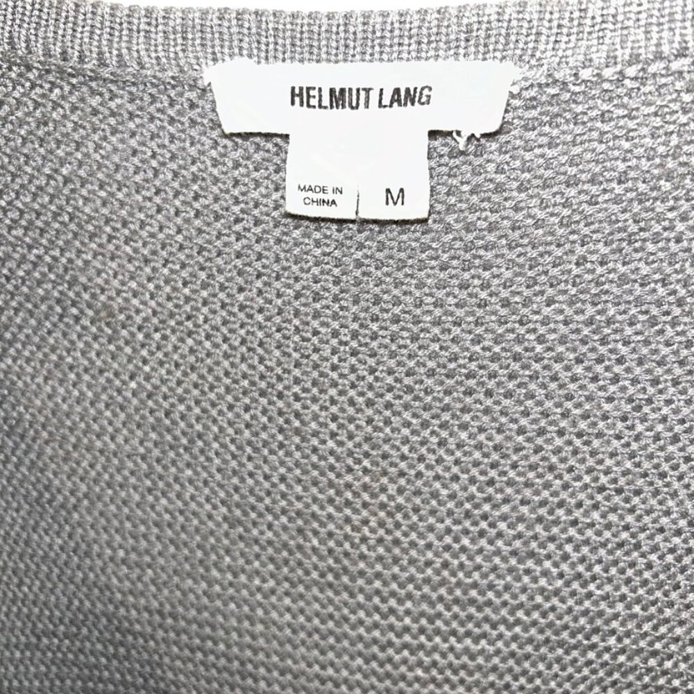 helmut lang dove gray waffle textured scoop neck sweater M - Picture 2 of 3